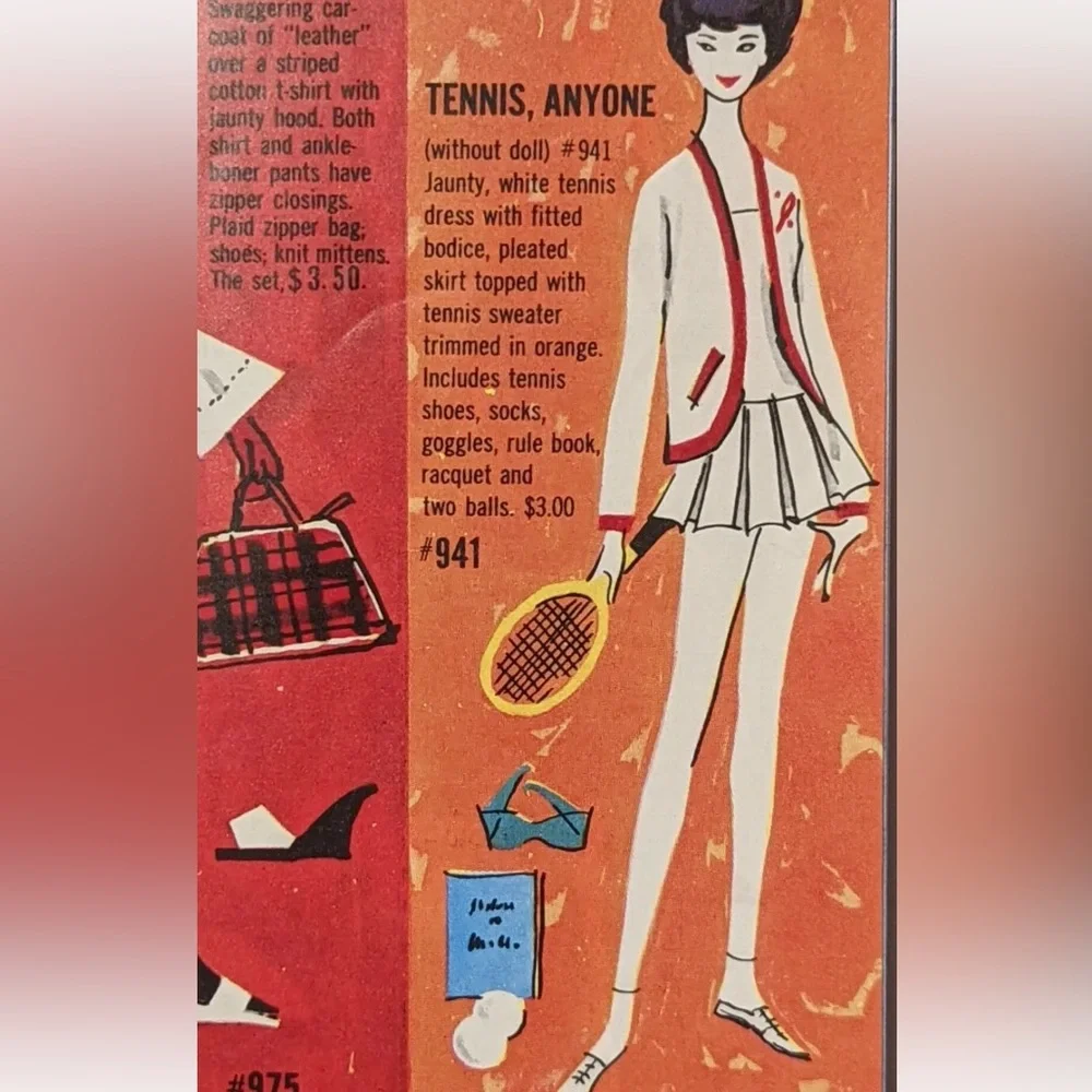Vintage 1960s Mattel Barbie Fashion #941 Tennis Anyone Rackets (2) Mattel